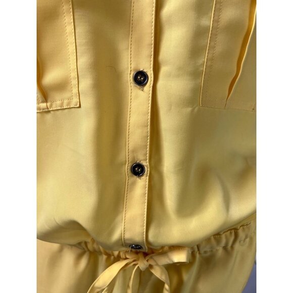 Vintage Metrostyle Womens Jumpsuit Yellow Elastic Waist Buttons Drawstring M - Picture 7 of 12